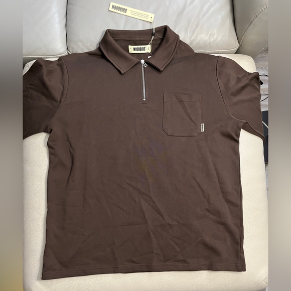 NWT - Woodbird Men’s Waffle Knit Quarter Zip Polo Shirt - Size L - Picture 5 of 11
